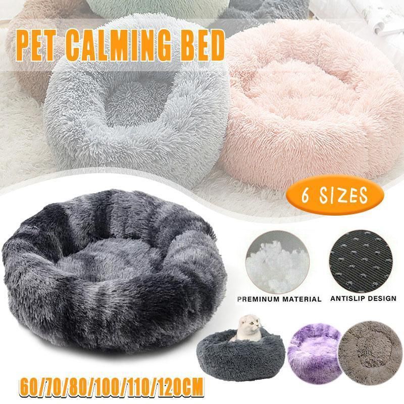 Coffee Cat Bed Pet Bed Dog Donut Nest Calming Deep Sleeping Soft Plush Kennel Washable - 110CM