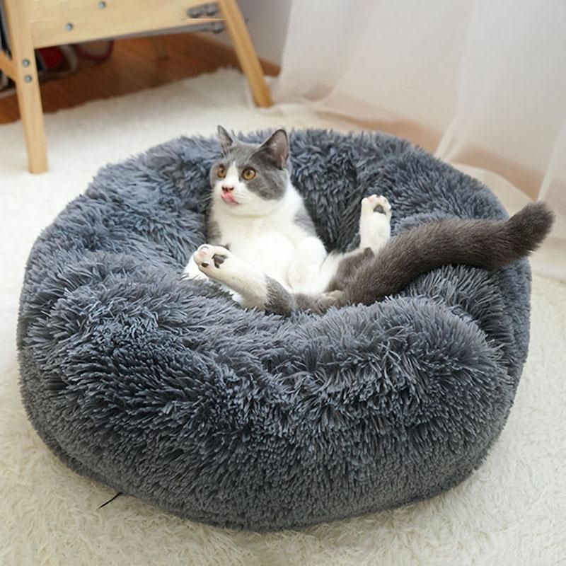Coffee Cat Bed Pet Bed Dog Donut Nest Calming Deep Sleeping Soft Plush Kennel Washable - 110CM