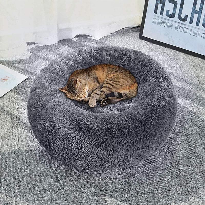 Coffee Cat Bed Pet Bed Dog Donut Nest Calming Deep Sleeping Soft Plush Kennel Washable - 120CM