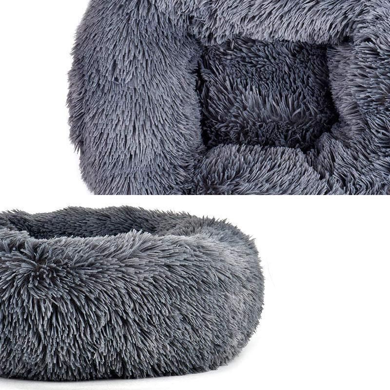 Coffee Cat Bed Pet Bed Dog Donut Nest Calming Deep Sleeping Soft Plush Kennel Washable - 80CM