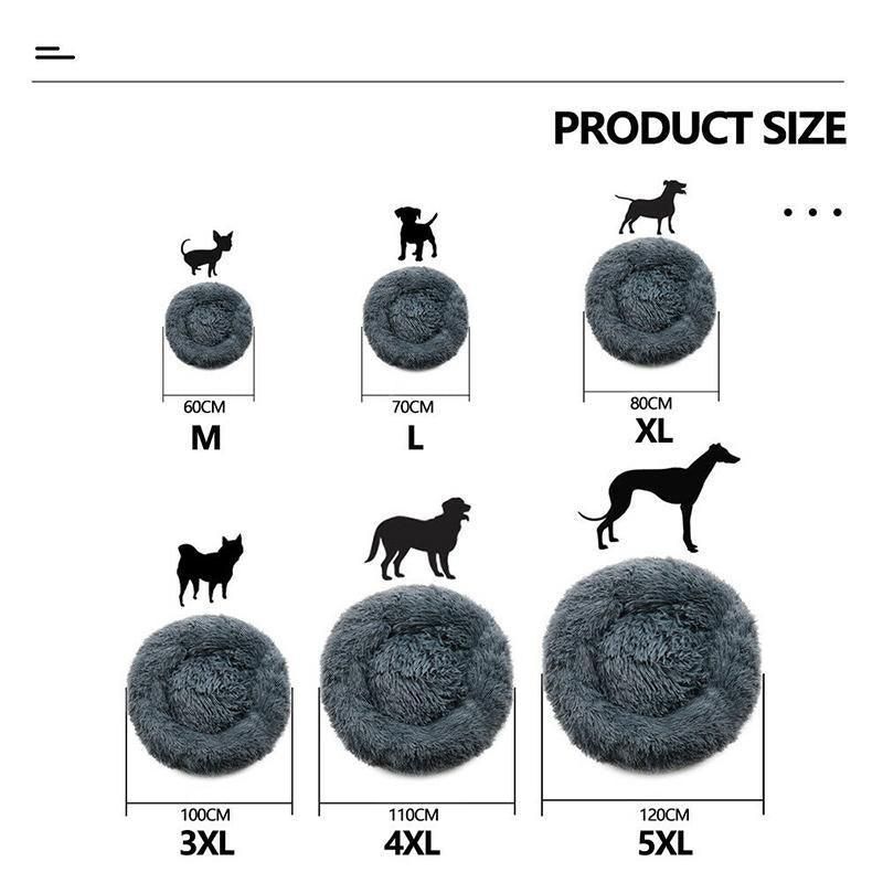 Coffee Cat Bed Pet Bed Dog Donut Nest Calming Deep Sleeping Soft Plush Kennel Washable - 60CM