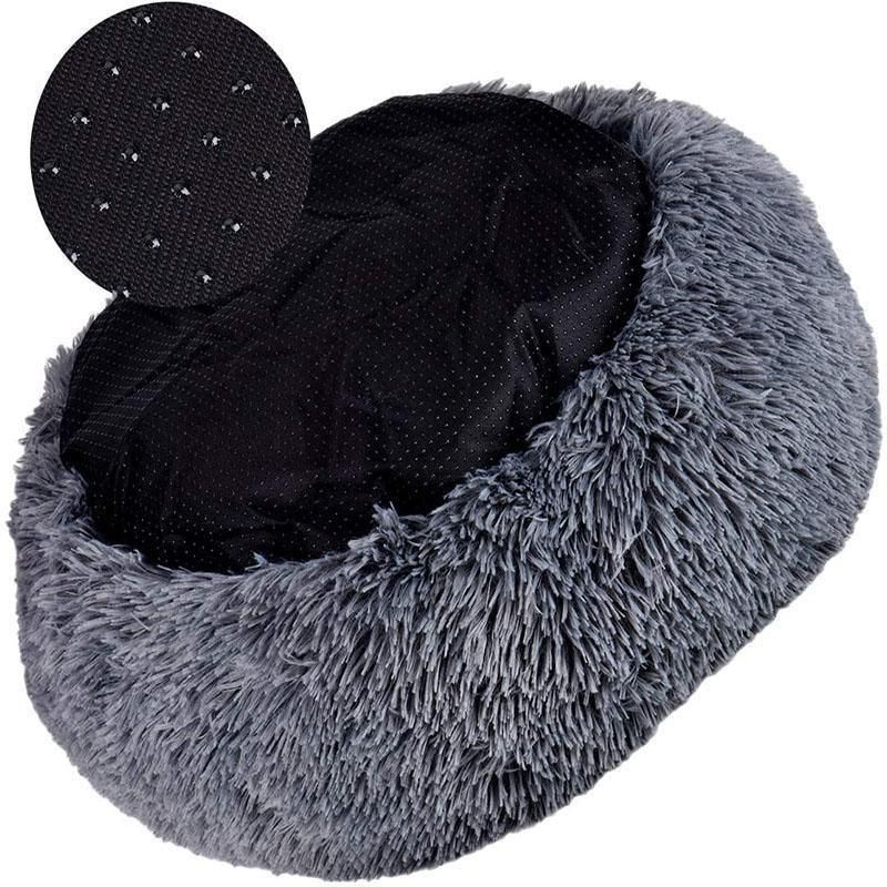 Coffee Cat Bed Pet Bed Dog Donut Nest Calming Deep Sleeping Soft Plush Kennel Washable - 60CM