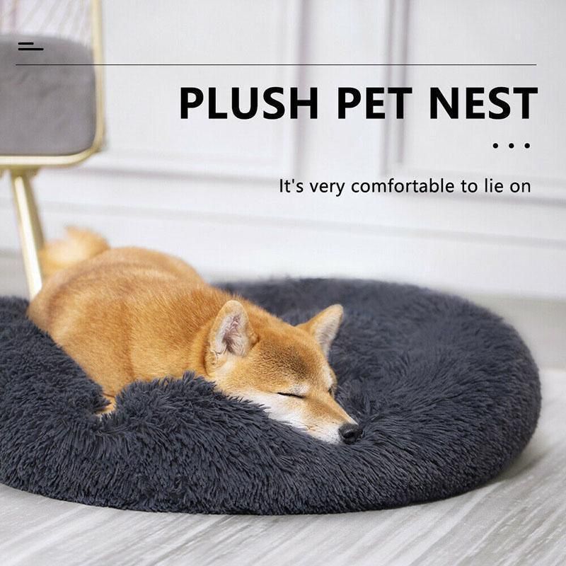 Coffee Cat Bed Pet Bed Dog Donut Nest Calming Deep Sleeping Soft Plush Kennel Washable - 70CM