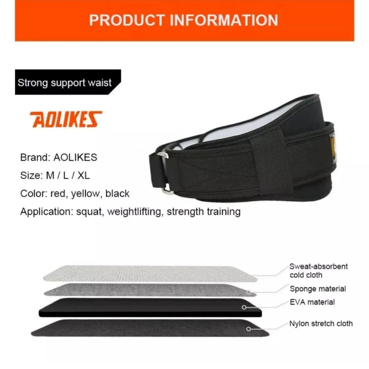 Fitness Weight Lifting Belt Barbell Dumbell Training Back Support Men Women M - Black-M