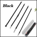 Stainless Steel Blackhead Remover Tools Set with Pimple Extractors 4 Pieces - Gold