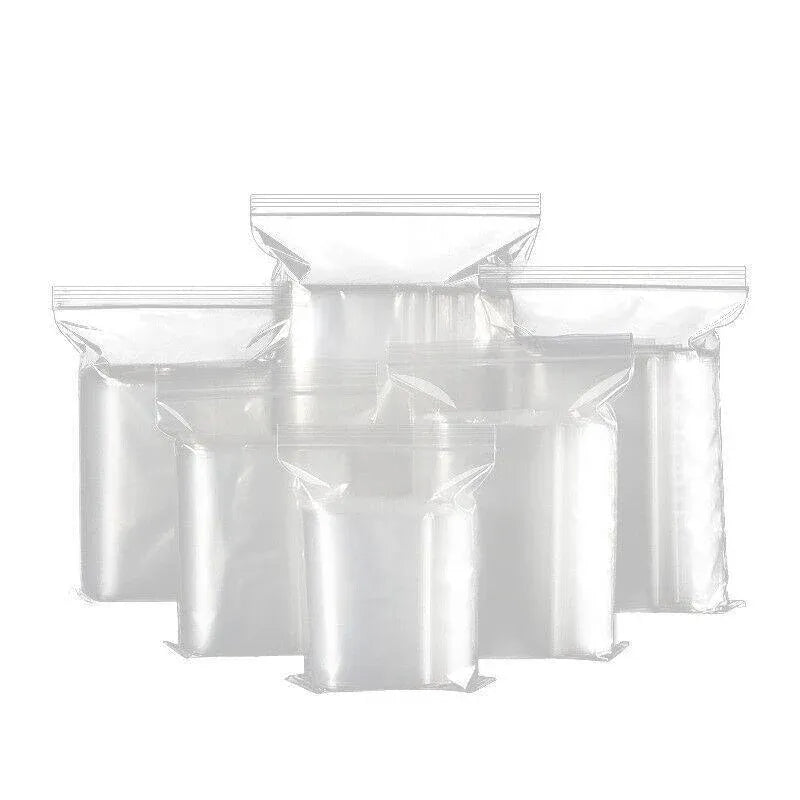 100PCS 100micron Bulk Clear Resealable PE Plastic Zip Bags - 20*28Cm