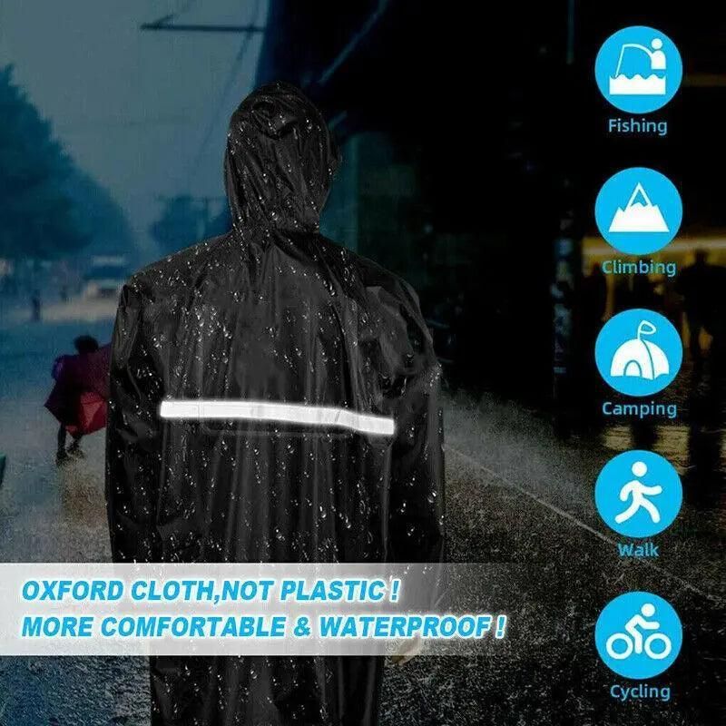Hooded Waterproof Long Raincoat for Outdoor Work Lightweight 3XL Size - Navy