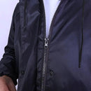 Hooded Waterproof Long Raincoat for Outdoor Work Lightweight 3XL Size - Navy