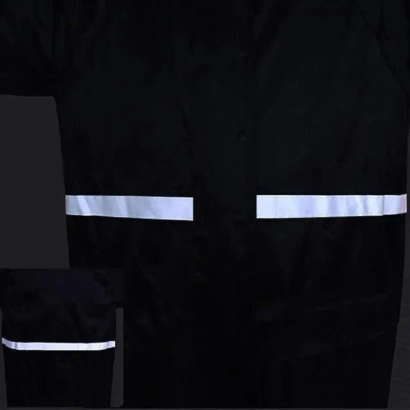 Hooded Waterproof Long Raincoat for Outdoor Work Lightweight 3XL Size - Navy