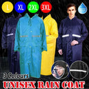 Hooded Waterproof Long Raincoat for Outdoor Work Lightweight 3XL Size - Blue