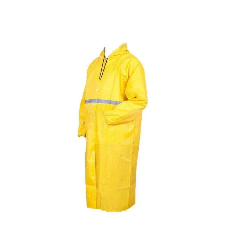 Unisex Waterproof Raincoat 2XL Size Lightweight Hooded Long Work Outdoor Overcoat - Yellow