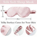 Pure Soft Silk Eyeshade Blindfold Sleep Eye Mask Cover Light Shade Travel Relax - 23 Pink+White