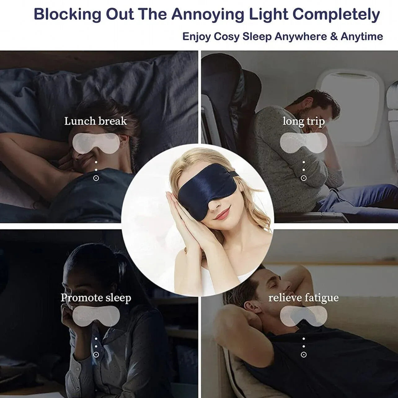 Pure Soft Silk Eyeshade Blindfold Sleep Eye Mask Cover Light Shade Travel Relax - 23 Pink+White