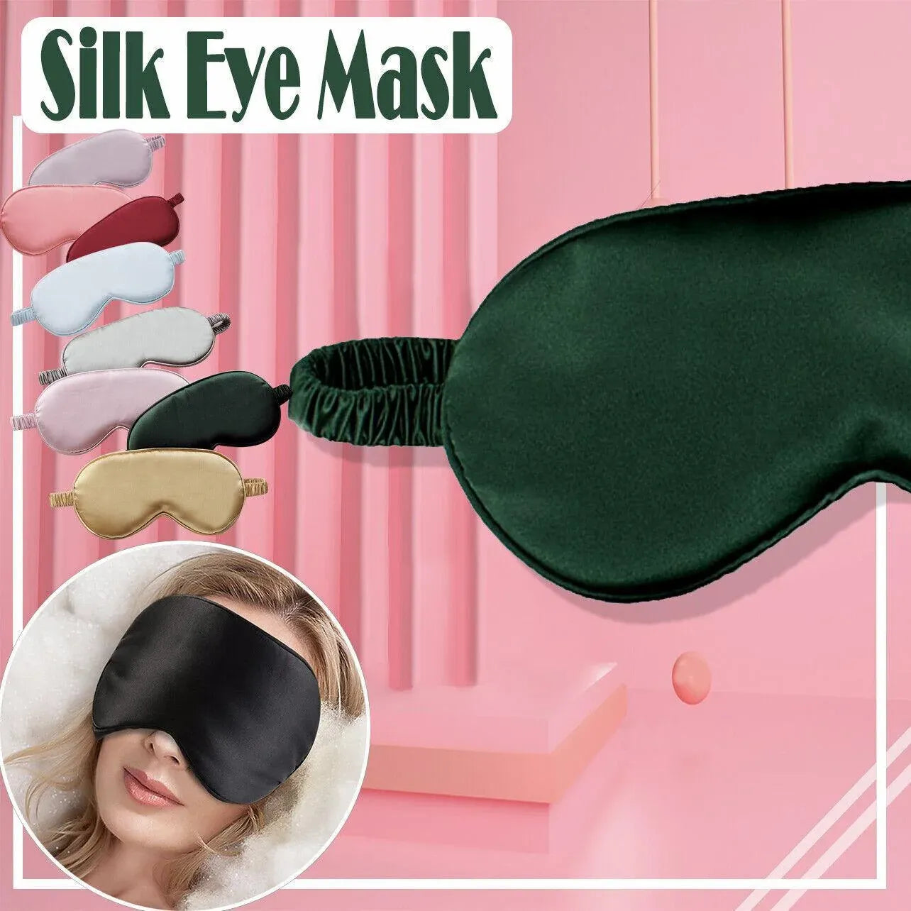 Pure Soft Silk Eyeshade Blindfold Sleep Eye Mask Cover Light Shade Travel Relax - Silver