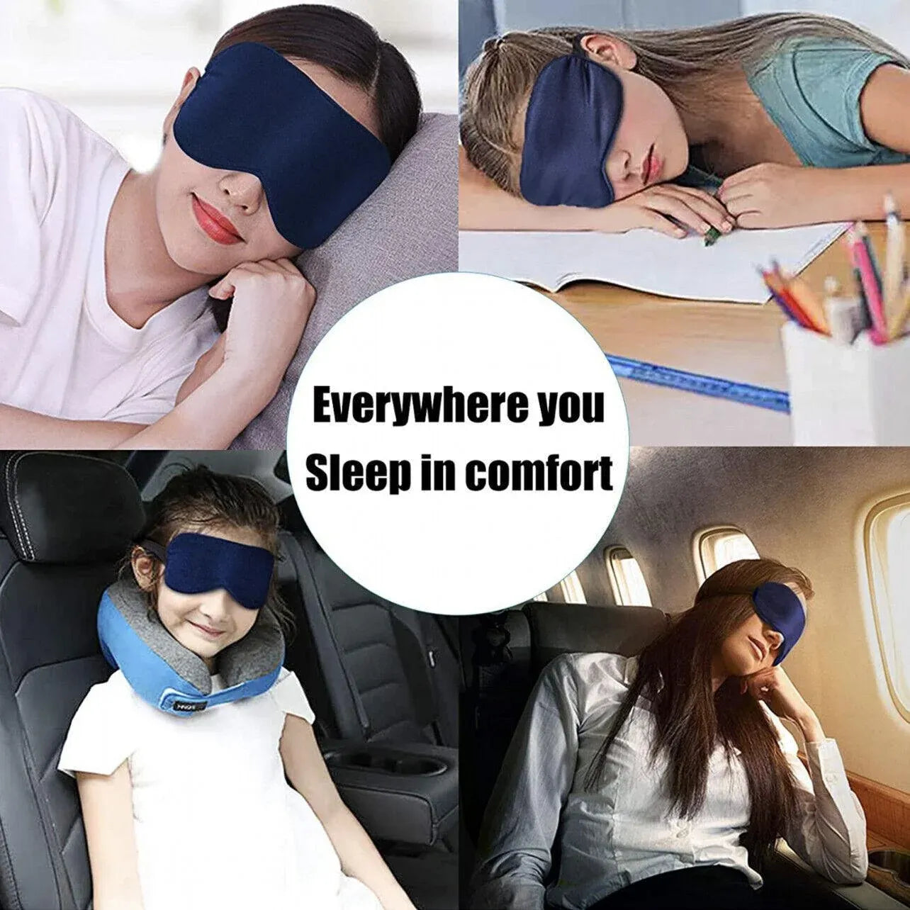 Pure Soft Silk Eyeshade Blindfold Sleep Eye Mask Cover Light Shade Travel Relax - Silver