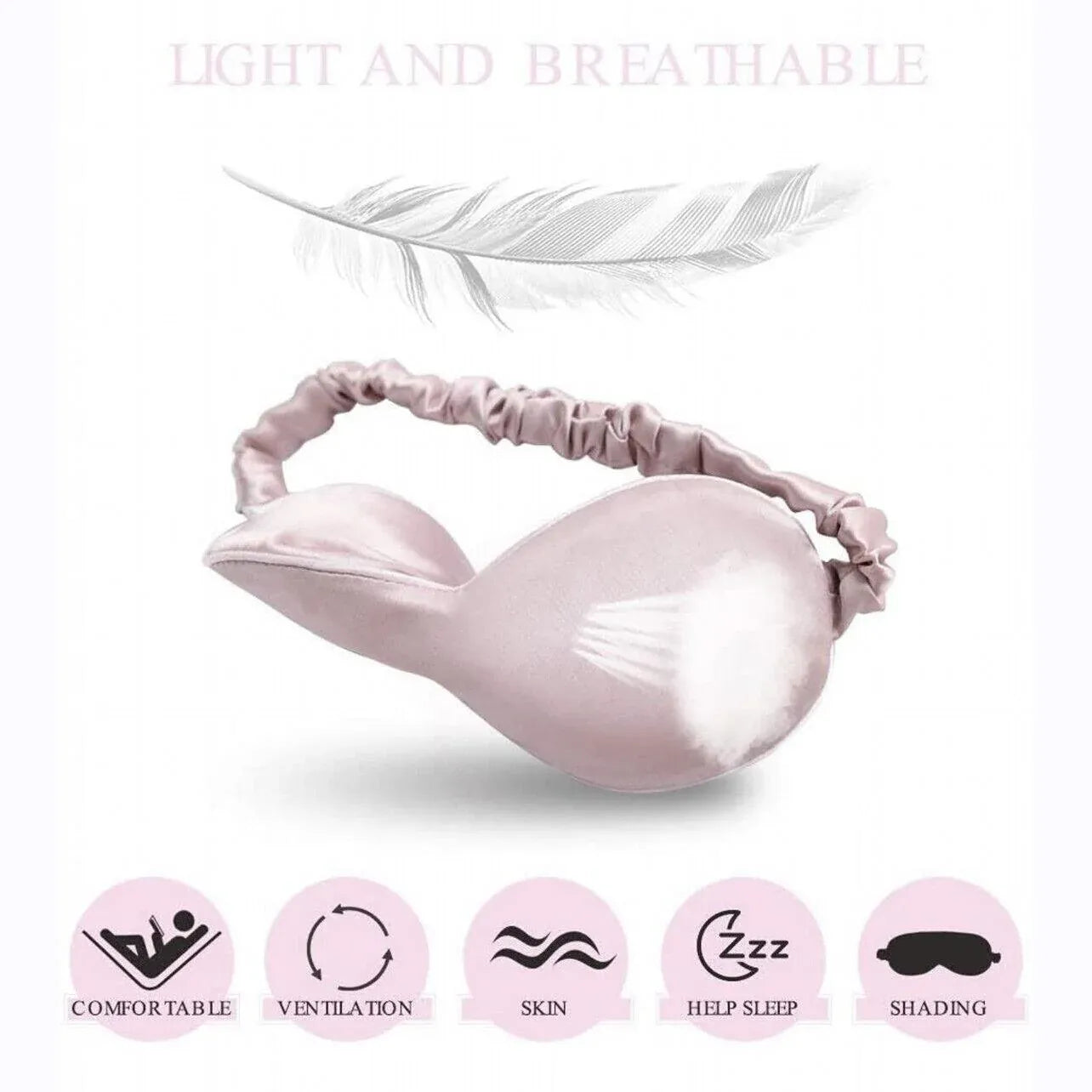 Pure Soft Silk Eyeshade Blindfold Sleep Eye Mask Cover Light Shade Travel Relax - Silver