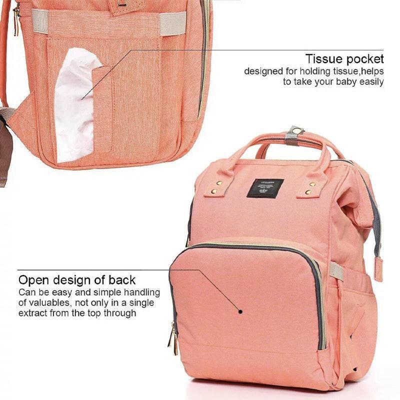 Luxury Multifunctional Diaper Nappy Backpack Maternity Mummy Changing Bag - Light Gray