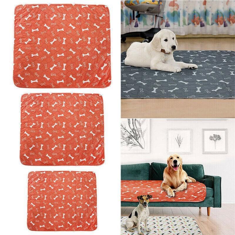 Orange Washable Pet Dog Cat Training Pee Pads Cushion Bed Absorbent Mat - 80X90cm