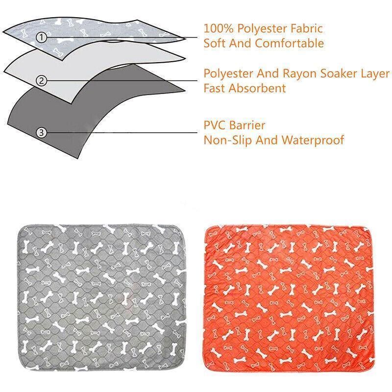 Orange Washable Pet Dog Cat Training Pee Pads Cushion Bed Absorbent Mat - 80X90cm