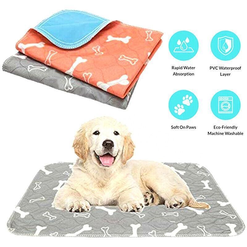 Orange Washable Pet Dog Cat Training Pee Pads Cushion Bed Absorbent Mat - 80X90cm