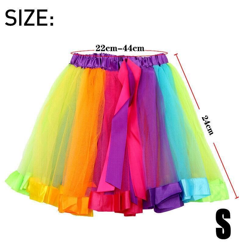 Adult Girl Rainbow Tutu Skirt Princess Dressup Party Costume Ballet Dancewear - L