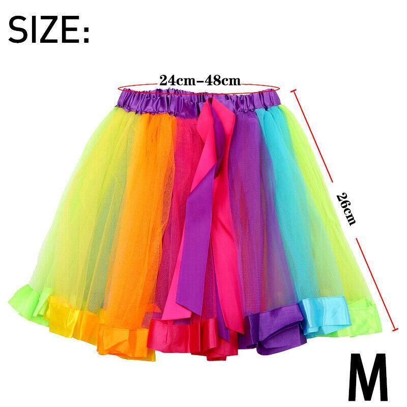 Adult Girl Rainbow Tutu Skirt Princess Dressup Party Costume Ballet Dancewear - L