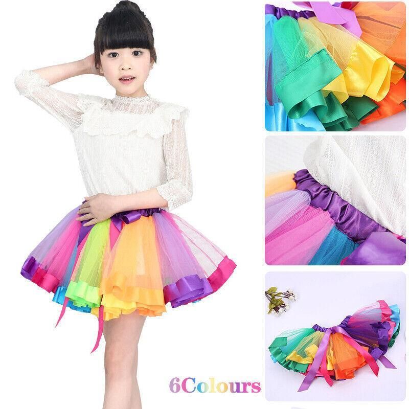 Adult Girl Rainbow Tutu Skirt Princess Dressup Party Costume Ballet Dancewear - L