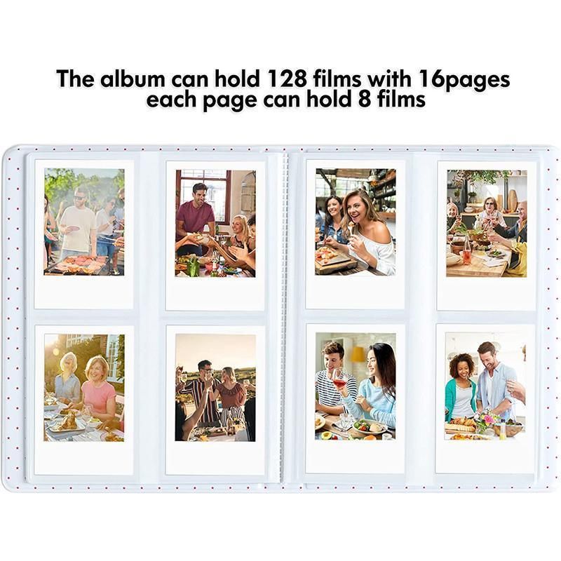 128 Pockets Album Case Storage For Polaroid Photo FujiFilm Camera Film - Lake Blue