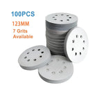100x 123mm 6/8-Hole Sanding Discs Hook Loop Orbital Sander Pads 80 120 240 Grit - 80 Grits（6-Hole）