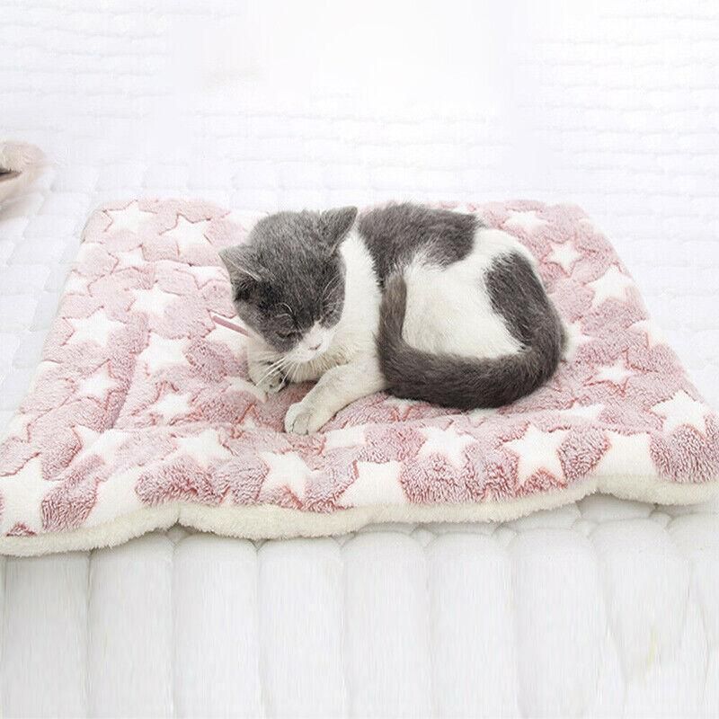 L Size Puppy Dog Cat Cushion Mattress Blanket Bed Soft Warm Pad Winter Kennel House - Brown Footprint