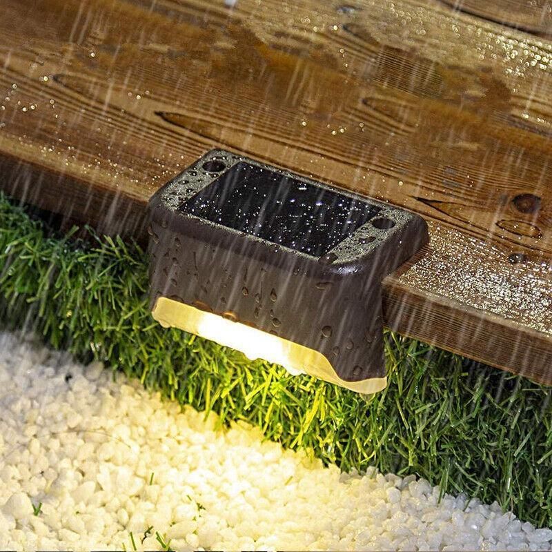 Solar Led Deck Lights Path Garden Patio Pathway Stairs Step Fence Lamp Outdoor - 4PCS