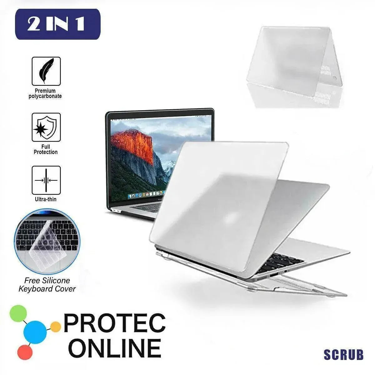 Frosted Transparent Case with Keyboard Cover for MacBook 13 to 16 Inch - Mackbook 15.4 Pro (A1707/A1190)