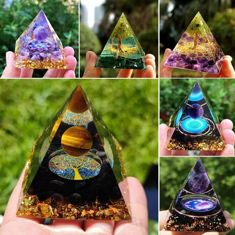 Amethyst Crystal Sphere Orgonite Pyramidamp Obsidians - Purple(50mmx50mm)