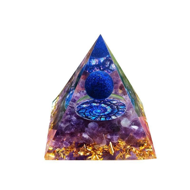 Amethyst Crystal Sphere Orgonite Pyramidamp Obsidians - Purple Blue(60mmx60mm)