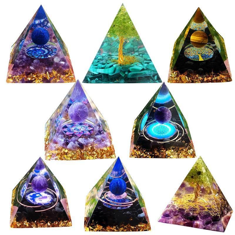 Amethyst Crystal Sphere Orgonite Pyramidamp Obsidians - Purple Blue(60mmx60mm)