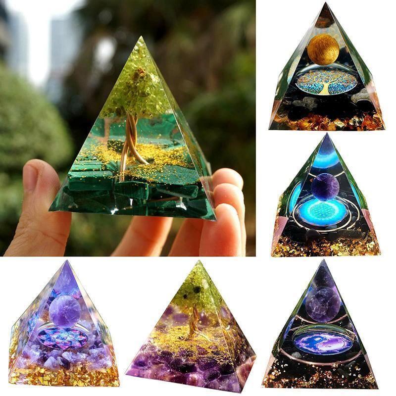 Amethyst Crystal Sphere Orgonite Pyramidamp Obsidians - Purple Blue(60mmx60mm)