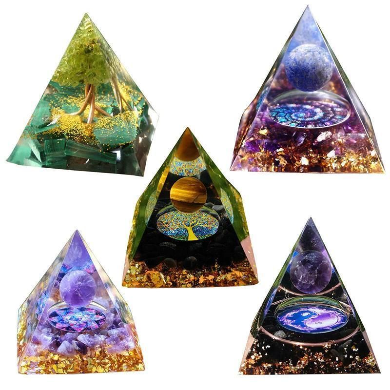Amethyst Crystal Sphere Orgonite Pyramidamp Obsidians - Black Blue(60mmx60mm)