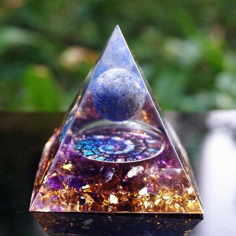 Amethyst Crystal Sphere Orgonite Pyramidamp Obsidians - Black Blue(60mmx60mm)