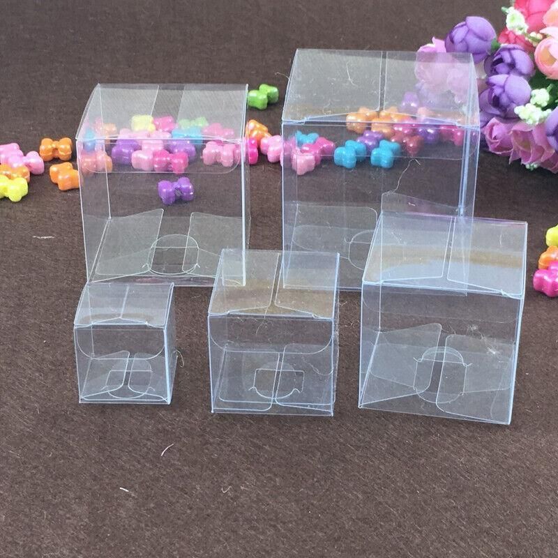 50 PVC Clear Transparent Macaron Square Cube Boxes For Wedding Favour Gift Candy - 60x60x60MM