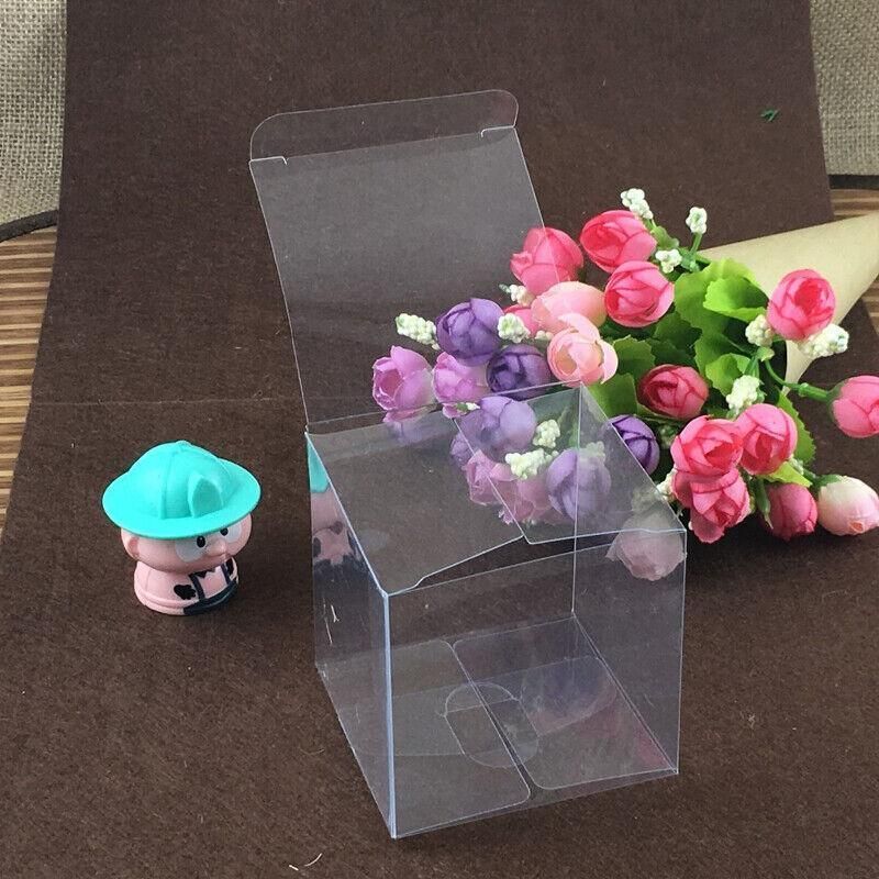 50 PVC Clear Transparent Macaron Square Cube Boxes For Wedding Favour Gift Candy - 60x60x60MM