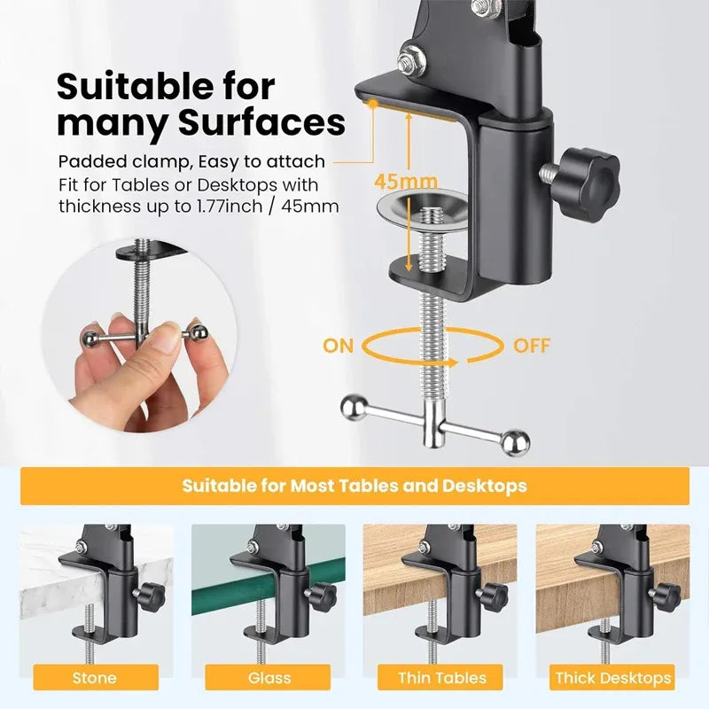 Clamp Long Arm Tablet Phone Holder Adjustable Mount for Bed Desk Use