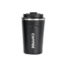 Insulated Coffee Mug Vacuum Travel Cup Thermal Stainless Steel Flask Reusable 380ML - Black
