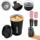 Insulated Coffee Mug Vacuum Travel Cup Thermal Stainless Steel Flask Reusable 380ML - Black