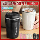 Insulated Coffee Mug Vacuum Travel Cup Thermal Stainless Steel Flask Reusable 380ML - White