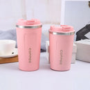 Insulated Coffee Mug Vacuum Travel Cup Thermal Stainless Steel Flask Reusable 380ML - White