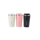 Insulated Coffee Mug Vacuum Travel Cup Thermal Stainless Steel Flask Reusable 380ML - Pink