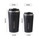 Insulated Coffee Mug Vacuum Travel Cup Thermal Stainless Steel Flask Reusable 380ML - Pink