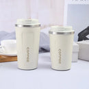 Insulated Coffee Mug Vacuum Travel Cup Thermal Stainless Steel Flask Reusable 380ML - Pink