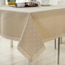Floral Tablecloth with Lace Edge Cotton Linen Cover for Dining Table Square Rectangle - 90*90CM