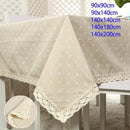 Floral Tablecloth with Lace Edge Cotton Linen Cover for Dining Table Square Rectangle - 140*180CM